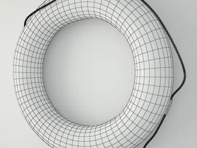 1950s Deep Orange and White Life Preserver 3D model