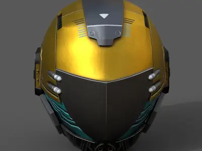 Helmet scifi fantasy space cyborg robot armor develop head Low-poly 3D model