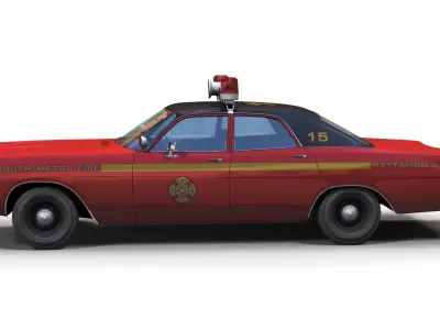 Vintage 70s Fire Chief car Low-poly 3D model