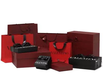 Valentino Luxury Packaging Boxes and Paper Bags Low-poly 3D model