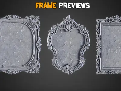 15 Vintage Artisan Mirror Frames - Vol 34 Low-poly 3D model