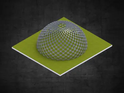 Dome hexagonal grid circular pattern large scale structure Low-poly 3D model