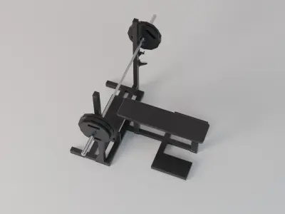 Flat Bench with Loaded Olympic Barbell - Gym Equipment 3D model
