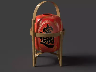 Chinese  red  lantern   Low-poly 3D model