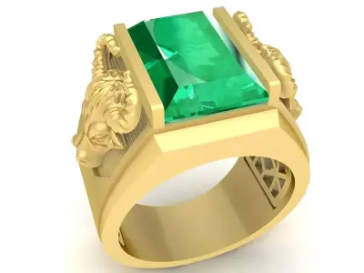 Luxury Emerald Cut Men Ring 3D Model  3706 3D print model