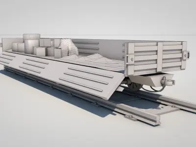 Wild West Flat Wagon 3D model