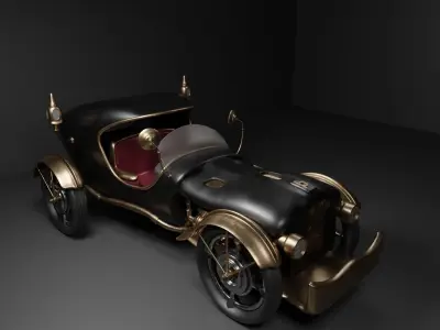 Steam Punk Vintage Car Mid-poly Low-poly 3D model