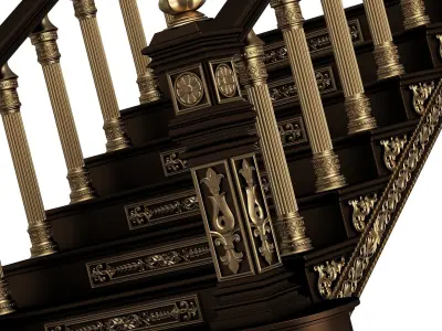 Carved Stair 05 Black Low-poly 3D model