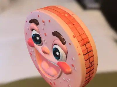 Cartoon Cookie Character Low-poly 3D model