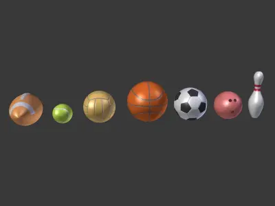 Cartoon Balls Low-poly 3D model