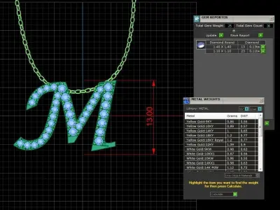 Jewelry Alphabet Pendant M 3D print model