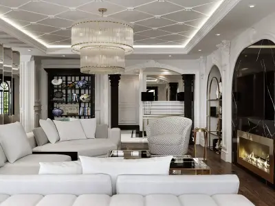 Luxury Classic Interior Villa 3ds Max Corona Renderer Scene 3D model