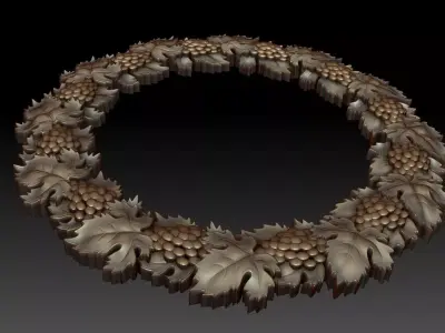 Decorative frame with Grapes and Leaves Free 3D model