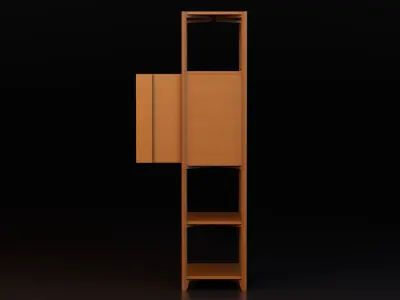 Wooden Bar Cabinet Free low-poly 3D model