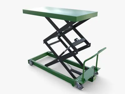 Scissor Lift Table Green Low-poly 3D model