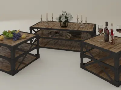 Tea table set with accessories 3D model