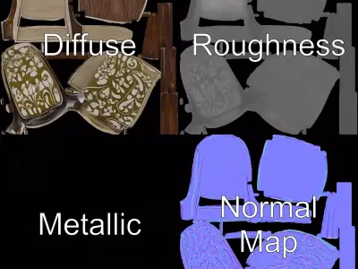 Elegant Floral Chair model pack Low-poly 3D model