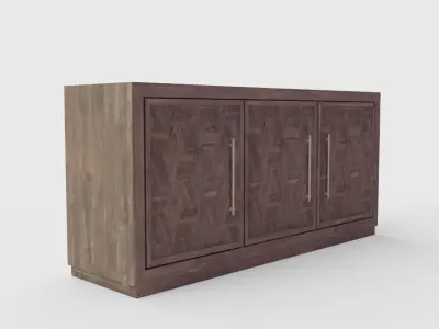 Three Door Credenza - Tumbler Dark Brown 3D model