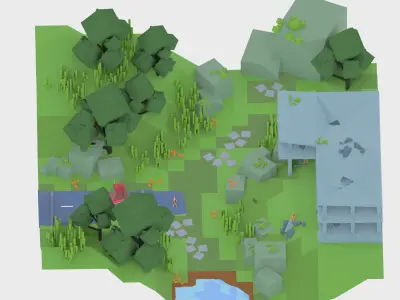 3D isometric wild garden desert city trees pack 3D model 3D model