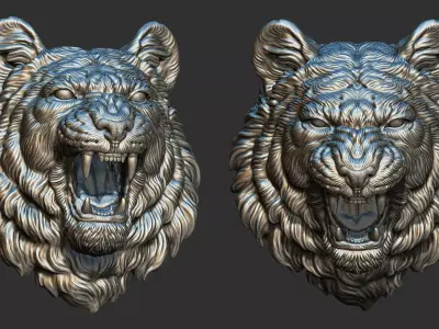 Tiger grin on the wall 3D print model