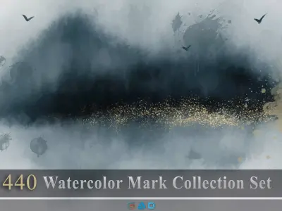440 watercolor mark collection set ABR  Texture