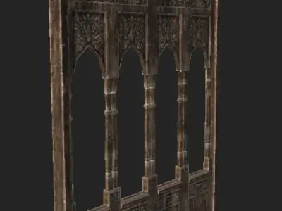 Inside Church Fence Wall Low-poly 3D model