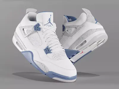 Jordan 4 Retro Midnight Navy Low-poly 3D model