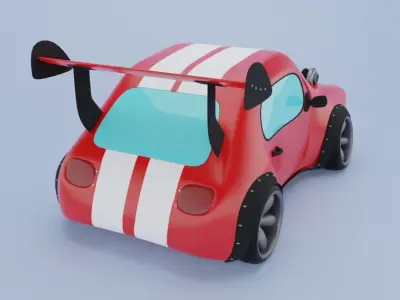 Funny Carton Car  Racing Car 3D model 3D model