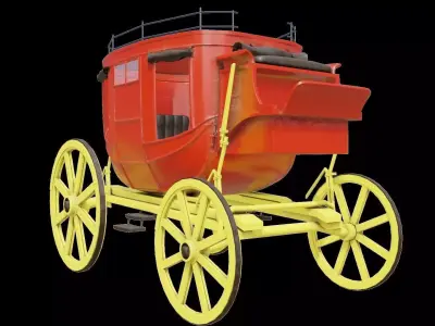 old stagecoach wagon carriage Low-poly 3D model