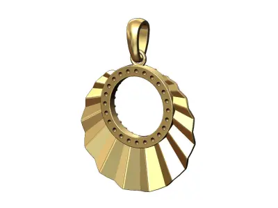 Diamond halo round faceted pendant with bail 3D print model