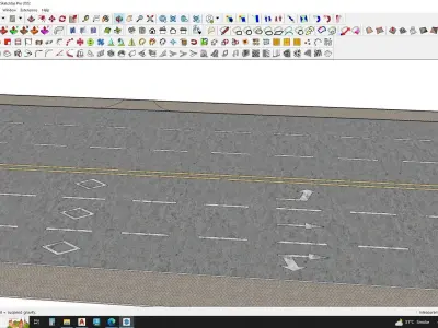 main road details arrows zebra crossing 3D model