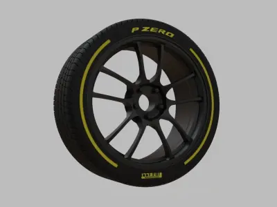 Miniature Enkei PF01 Rim and Tire - 3D Print - No Textures 3D print model