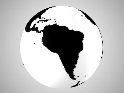 Solid Color Black White Globe 3D model