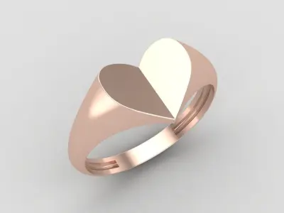 lightweight minimal heart ring 105-MW 3D print model