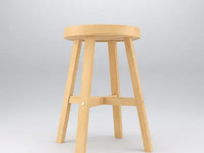 Wood Stool Low-poly 3D model