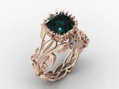 3 Stone Shapes EU 48-60 Sizes Women Rings Leaf Ring For Women  3D print model