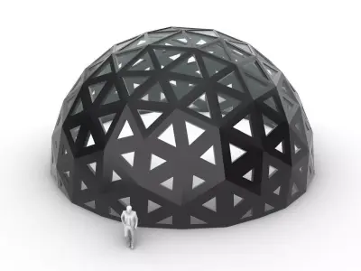 Geodesic Dome with Dynamic Perforations and glass panels 3D model