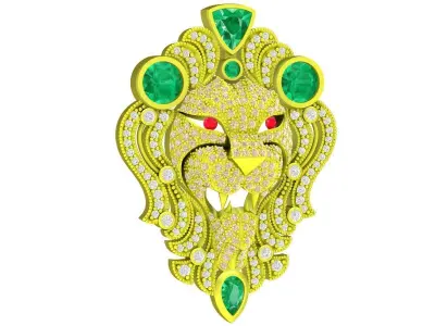 6055 Luxury Diamond Lion Pendant  3D print model