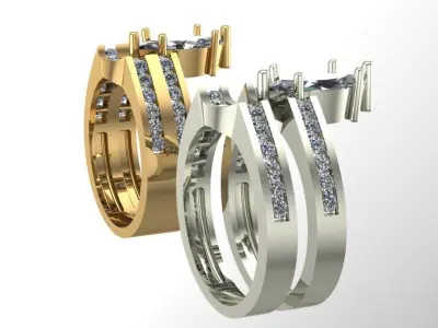 Elegant Infinity Marquise Diamond Ring - wedding set 3D print model