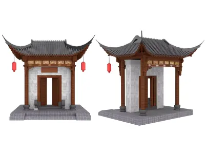 Chinese architecture Low-poly 3D model order