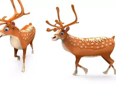 Cartoon elk reindeer Model Toon Low-poly 3D model