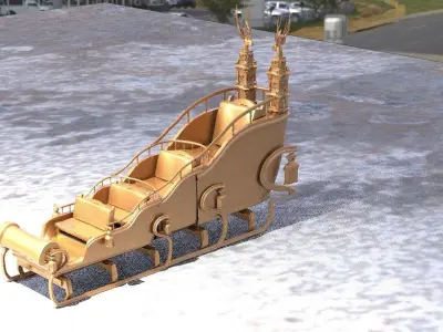 Reindeer statue 6 with Santa Sleigh 3D model