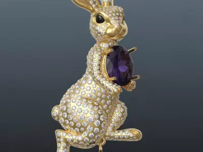 Bunny Rabbit Pendant Brooch 3D print model