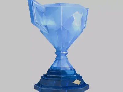Blue Crystal Trophy Low-poly 3D model