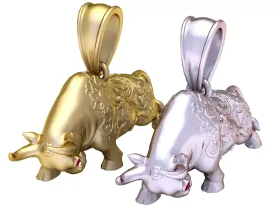 Bull Gold Pendent 3D print model