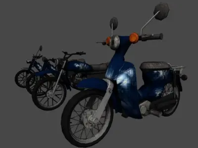 Small motorbike collection Low-poly 3D model
