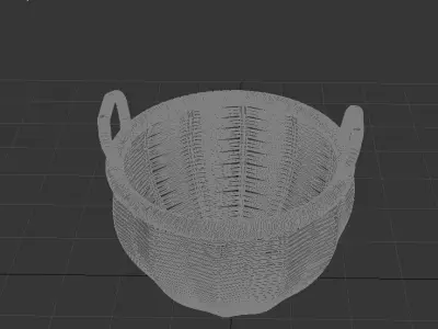 Rattan Basket Low-poly 3D model