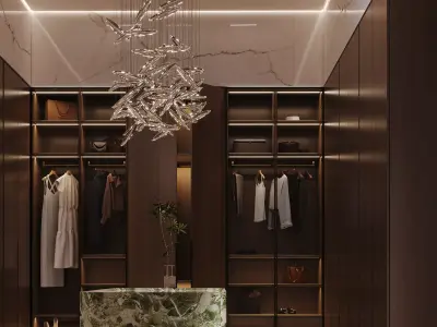 Modern Luxury Bedroom Interior Full Villa Suite Scene 3D model