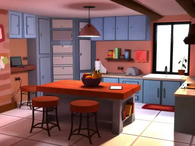 kitchen in computer game 3D model