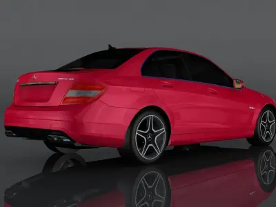 Mercedes Benz C63 AMG 2009 Low-poly 3D model